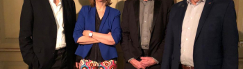 Von links: Gerhard Kreutz, Moderatorin Birgit Bastian (LUBW) Paul Grunow, Hans-Josef Fell